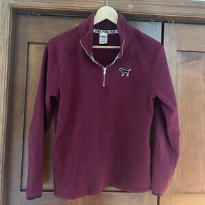 Victoria Secret Pink Women's Casual Half Zip Pullover Sweater Burgundy Size Sm